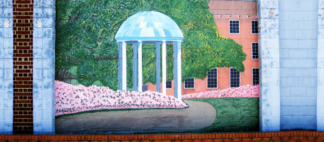 Penny Beasley mural painting in Woodland, NC of UNC Chapel Hill